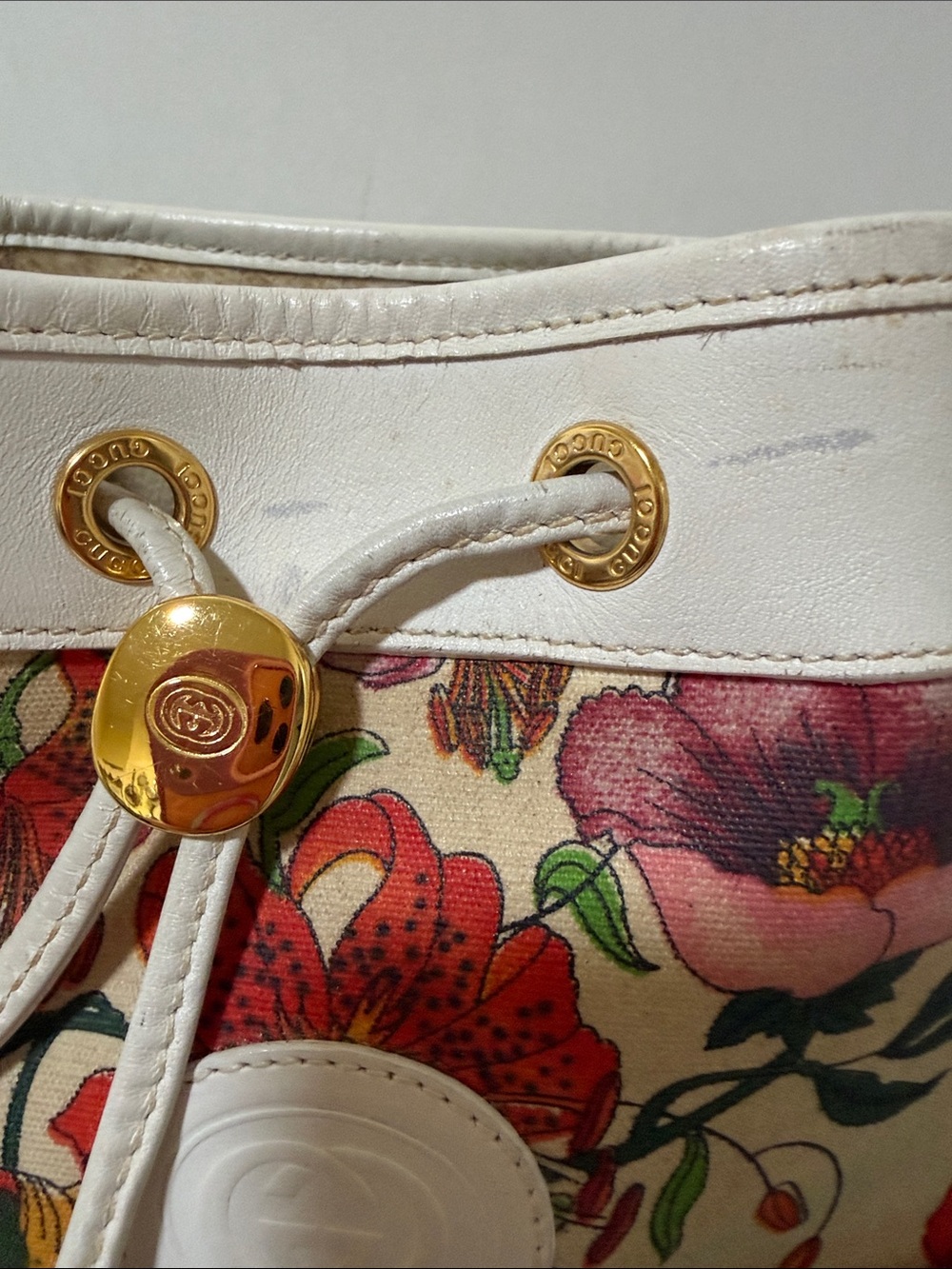 Vintage Gucci white/ Cream Flora bucket - Picture 11 of 16